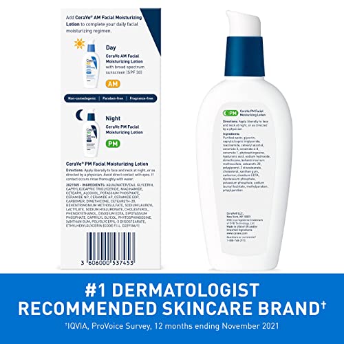 Cerave Pm Facial Moisturizing Lotion, 3 Oz., Multiplied With Derma Roller, 3 Fl Oz (Pack Of 1)