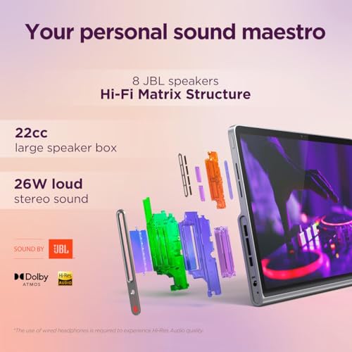 Lenovo Tab Plus with Sleeve, 11.5" 2K 90Hz Touch Display, MediaTek Helio G99 2.2GHz, 8GB RAM, 256GB Storage, Octa JBL Hi-Fi Speakers, Screen Share, Speaker Mode, A14, Luna Grey [ZADX0108AE]