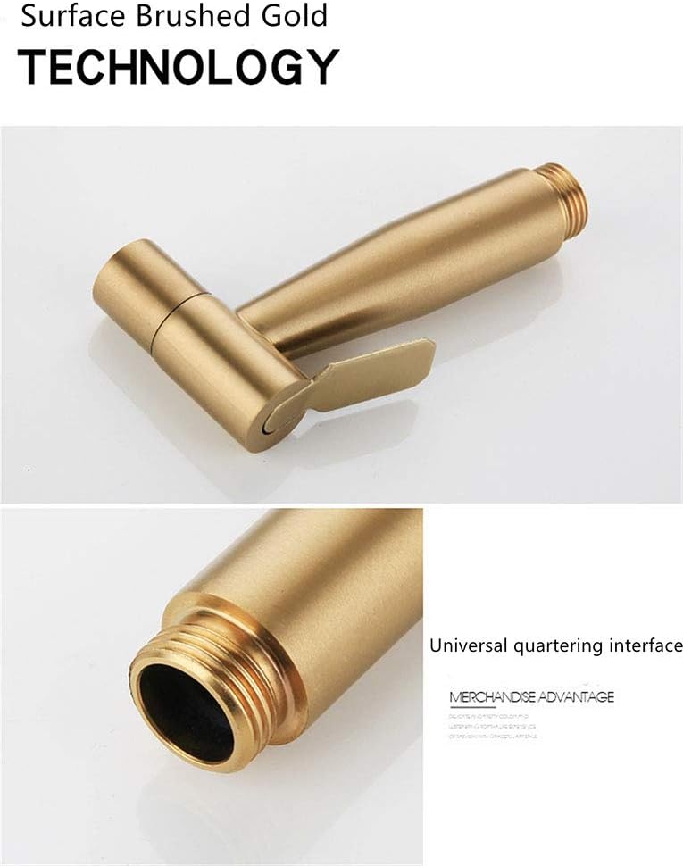 LOSCHEN 【】 1/2" Stainless Steel Bidet Sprayer kit for Toilet,Hand Held Sprayer Shattaf Toilet Attachment for Pet Bath/Personal Hygiene/Bathroom/Closestool,Easy to Install(Single Cold-Gold)