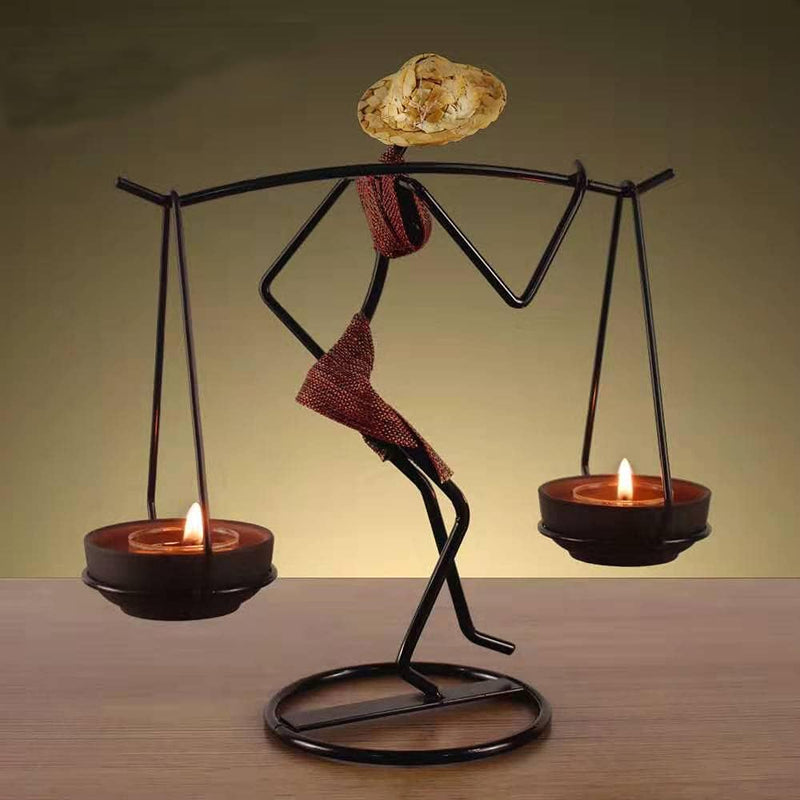 Cicodona Black Metal Candles Holder-Pillar Candlestick Decorative Table Candle Stand for Indoor Outdoor, Events, Parties, Christmas Day Gift, Wedding Decorations