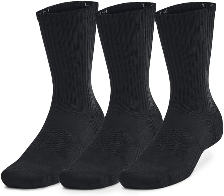 Unisex Training Cotton Crew Socks 3 Pack Sock (pack of 6) - (001) Black / Black / White