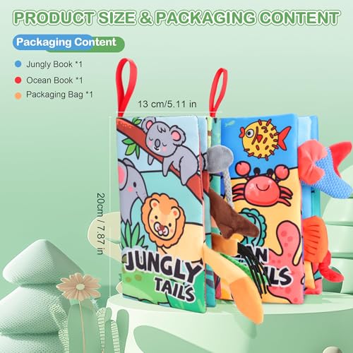 2PCS Soft Sensory Tummy Time Toys for Infants - Crinkle Cloth with Engaging Textures, Ideal Learning Stroller Toys for Newborns Aged 6-12 Months