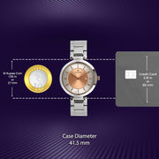 Neo Rosegold Dial, Silver Metal Strap Analog Round Watch for Women's