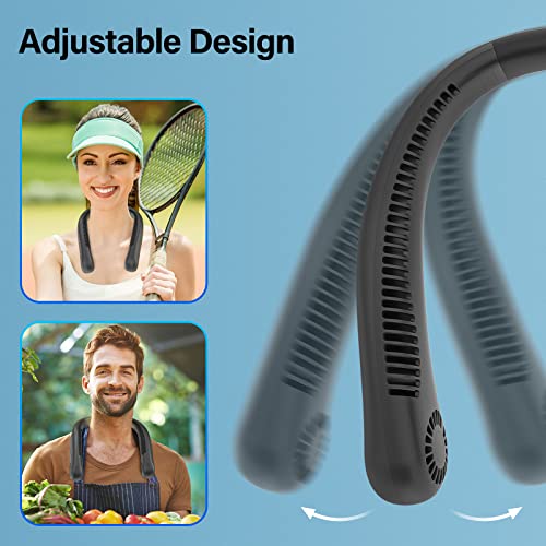 HandFan 5000mAh Portable Neck Fan, Bladeless Wearable Personal Fan, Rechargeable Neckband Fan, Max 21H Working Time, Hands Free, Headphone Design, 4 Speeds, for Travel, Hiking, Outdoors (Black-a)