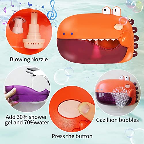 AM ANNA Bubble Machine Bath Toys,Baby Bath Toys for The Baby Bathtub,Toddler Bath Toys Automatic Bubble Machine,Plays 12 Children’s Songs,Bath Toy Makes Great Gifts for Girl Boy(Orange)