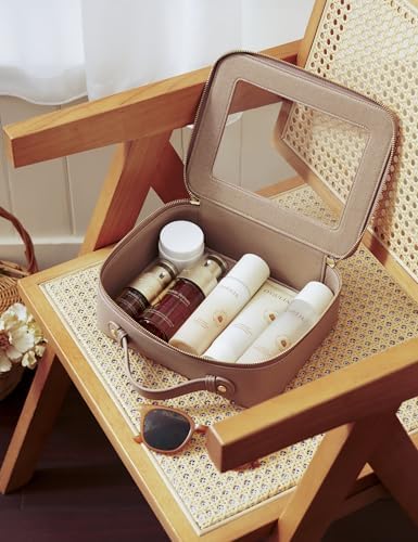 Small Cosmetic Bag for Purse Mini Makeup Bag for School Cute Clear Make Up Pouch for Travel Tiny Leather White Make Up Organizer Case for Backpack Toiletry Bag Waterproof Square Pouch with Zipper