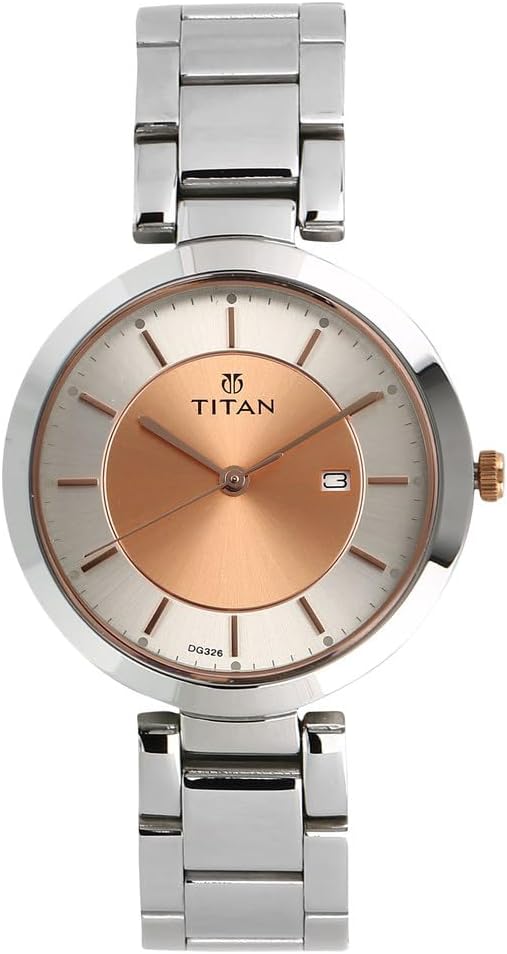 Neo Rosegold Dial, Silver Metal Strap Analog Round Watch for Women's