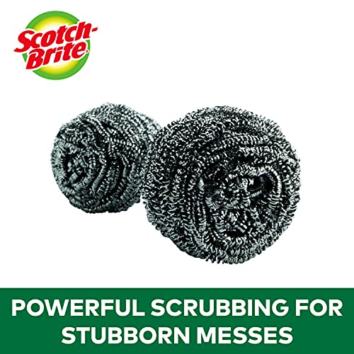 Scotch-Brite Stainless Steel Metal Spiral Scrub Sponge, 6 pieces/pack | Ideal for Cast Iron Pans | Powerful Scrubbing | Hard cleaning | Kitchen sponge | Scrub | Kitchen, Garage, Outdoor
