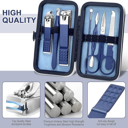 Aceoce Travel Manicure Set, Mens Grooming kit Women Nail Manicure Kit 8 in 1, Manicure Pedicure Kit Manicure Set Professional Gift for Family Friends Elder Patient Nail Care