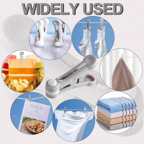 16Pcs Plastic Clothespins - Strong Traceless Utility Clothes Pins, Non-Slip Windproof Laundry Pegs, Non-Trace Sealing Clips for Clothesline