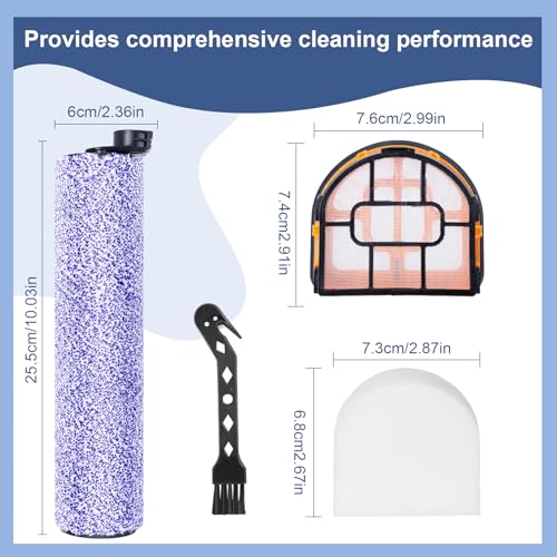 Heykewi Brush Roll Filter Replacement Parts for Shark WDB1F2 for HydroVac XL 3-in-1 Vacuum Cleaner, 2 Brush Rollers, 4 Foam Filters, 2 Filter Boxes, 1 Cleaning Brush