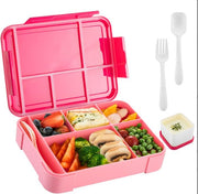 Bento Lunch Box Kids, 1330ml Lunch Box with 5 Compartments and 1 Salad Dressing Containers, Food Storage Container BPA Free Leak-Proof Bento Boxes Food Snack Salad Boxes (Pink) - Pink