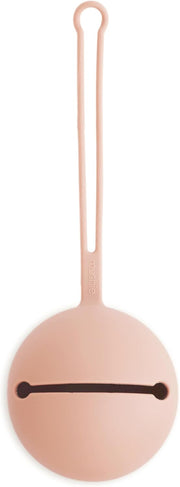 Silicone Baby Pacifier Holder Case with Strap - Food-Grade, BPA-Free Storage for Up to 3 Dummies - Attachable to Stroller or Nappy Bag Dried Thyme - Blush