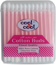 Cool & Cool Organic Paper Ear Buds - 50's - Pink - Round Thick Tips,Cotton Swabs,100% Cotton,Double Tipped,Hygienic,Gentle & Safe Swabs for Ears