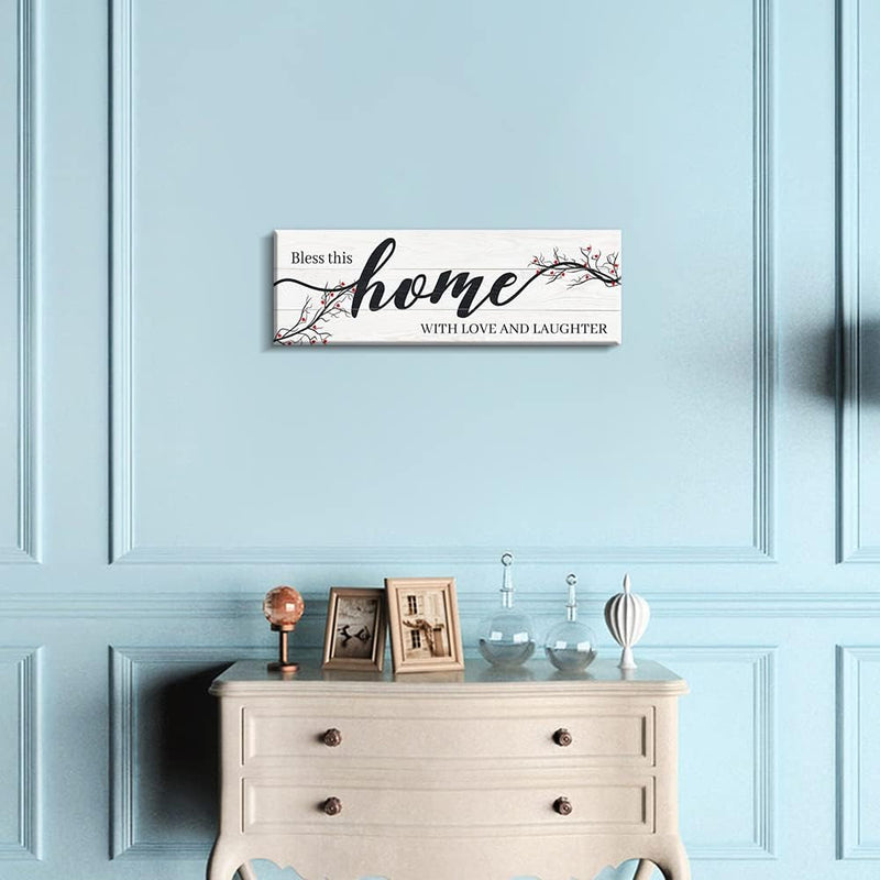 Kas Home Thankful Grateful Blessed Wall Decor Canvas Inspirational Quote Sign Farmhouse Rustic Wall Art Positive Word Hanging Decoration for Bedroom Living Room Kitchen Framed Plaque (10.6 x 13.7