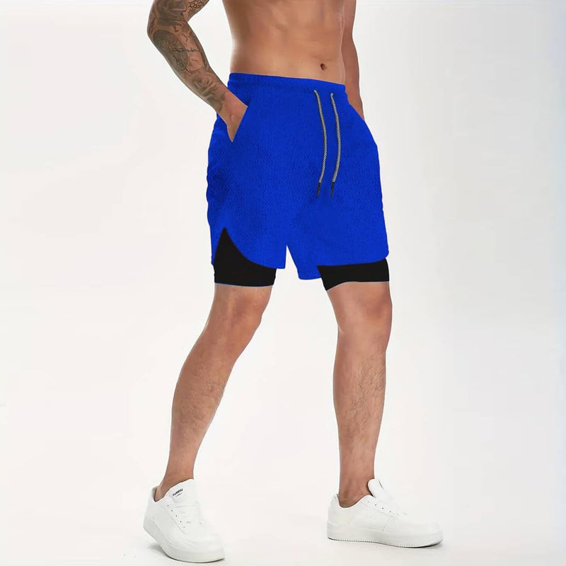 VITION Gym Shorts for Men, Men's Activewear Running Shorts,Drawstring Gym Shorts Men, 2 Layer Loose Athletic Shorts with 4 Pockets
