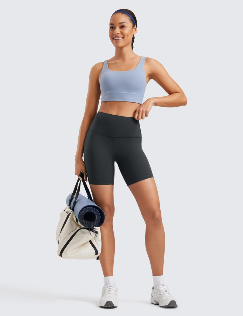 CRZ YOGA Womens ButterLuxe Biker Shorts 6"- High Waist Workout Athletic Running Spandex Yoga Shorts