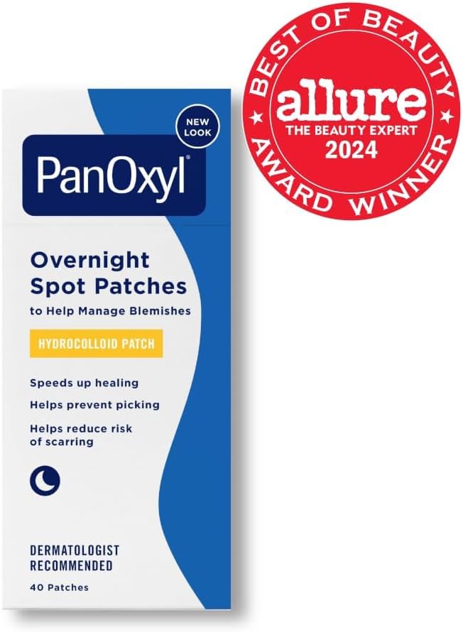 PanOxyl PM Overnight Spot Patches, Advanced Hydrocolloid Healing Technology, Fragrance Free, 40 Count