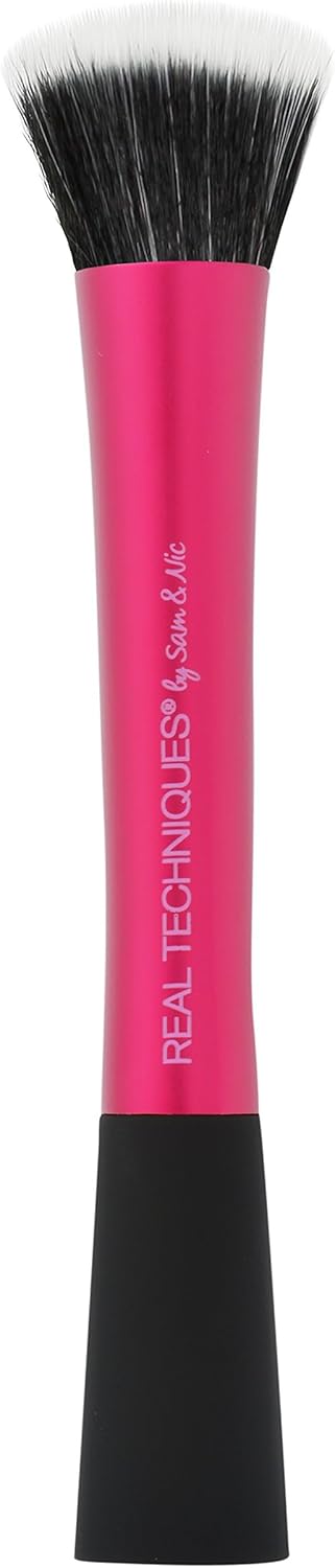 REAL TECHNIQUES Seamless Complexion Makeup Brush, Four Foundation, Primer, And Moisturizer, Makeup & Skincare Face Brush, Streakfree And Natural Finish, Orange, 1 Count
