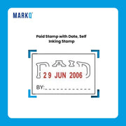 MARKQ Paid Stamp with Date, Self Inking Stamp for Office Business Supplies, Red Ink Date and Blue Text
