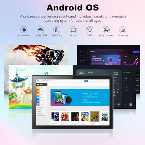 Crelander 10.1 Inch Android 13 Tablet with SIM Card Slot 4G LTE Calling,12GB, 8000mAh Battery, Dual Camera, Bluetooth/WiFi, Bundle with Case, Keyboard, Mouse & Stylus (Grey Black)