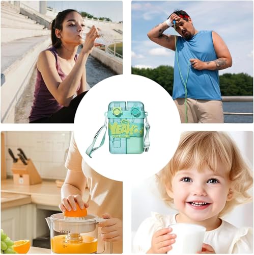 Water Bottle, 26oz Cute Water Bottle with Straw, Double Drinking Design, Leakproof, Multiple Locking, 3D-Cartoon Pattern, Portable Water Bootle for Travel, Picnic, Sport(Pink)
