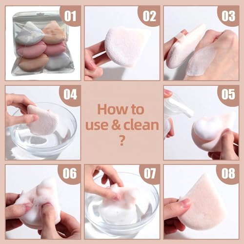 Soft and Hypoallergenic Powder Puff for Flawless Makeup Application 6 pcs Triangle Powder Puff for Precision Makeup Application