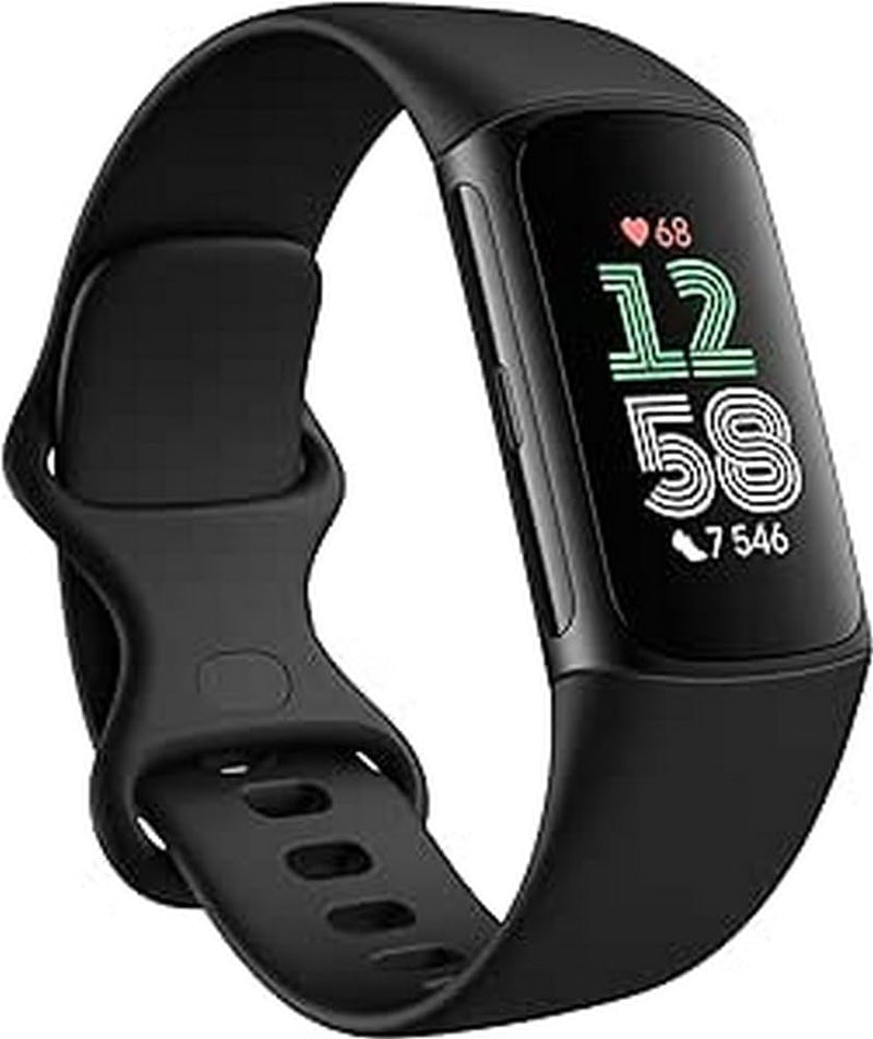 Fitbit Google Charge 6 Activity Tracker Includes a 6 Month Premium Membership, 7 Days Battery Life, Google Wallet and Google Maps, Obsidian/Aluminium Black