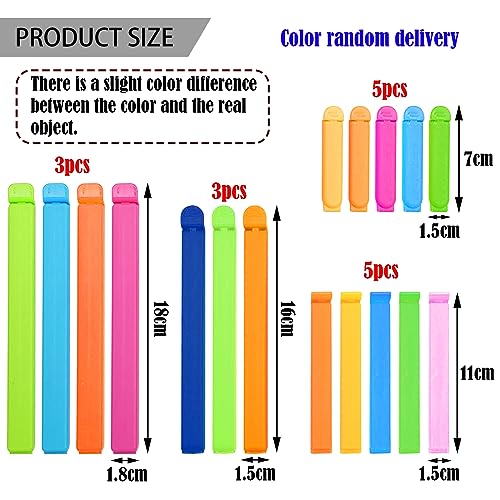 BDSHUNBF 16 Pcs Bag Clips for Food Storage, Food Bag Sealing Clips, Food Bag Clips Colorful, Reusable Plastic Food Clips, for Keeping Food Fresh, Sealing Packets, Freezer Bags(4 Sizes)