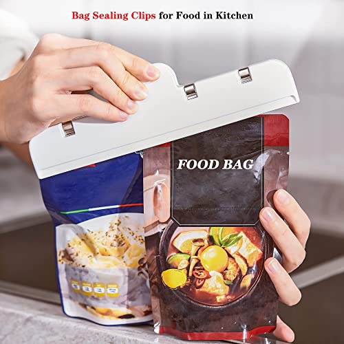 KASTWAVE 4 Pack Magnetic Food Storage Bag Clips - Airtight Seal for Bread, Snacks & More (White & Clear)