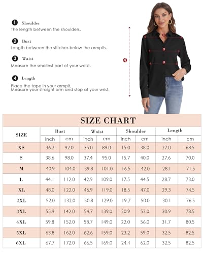 J.VER Womens Button Down Shirt Long Sleeve Solid Dress Shirts Chiffon Work Office Blouse Fashion Basic Business Formal Tops