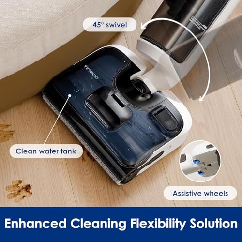Tineco Floor One S6 Stretch Wet and Dry Cordless Vacuum Cleaner and Mop with 180 Degree Lay Flat Design, 220w with Triple Edge cleaning, iLoop Smart Sensor Technology with FlashDry Self Cleaning