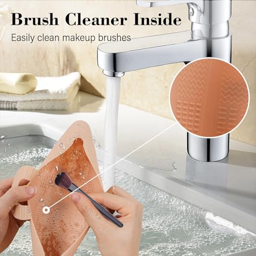 TERRIFI Silicone Makeup Brush Holder - Travel Makeup Bag for Women, Portable Cosmetic Organizer Case, Soft and Sleek, Essential Brushes Pouch for Travel