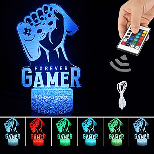 Video Games 3D Illusion Night Light for Kids,Acrylic night light &16 Colors Change,Decor LED Bedside Night Lamp With remote control, suitable for bedroom Gamer Room Gifts Toys for Boys Girls