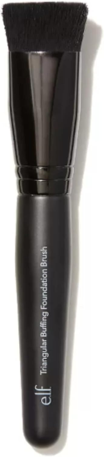 e.l.f. Triangular Buffing Foundation Brush, Flat-Top Makeup Brush For Applying Foundation Evenly, Made With Synthetic Bristles, Vegan & Cruelty-Free - Black - Triangular Foundation 1 Count (Pack of 1)