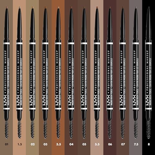 NYX Professional Makeup Micro Brow Pencil, Ultra-Fine, Dual-Ended, Precise Eyebrow Pencil with Retractable Tip and Spoolie Brush, Shade: Ash Brown (05)