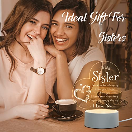 Afterprints Sister Gifts - to My Sister Night Light, Gifts for Sister on Birthday Mothers Day Graduation, Sisters Gifts from Sister Brother, Engraved Night Lamp