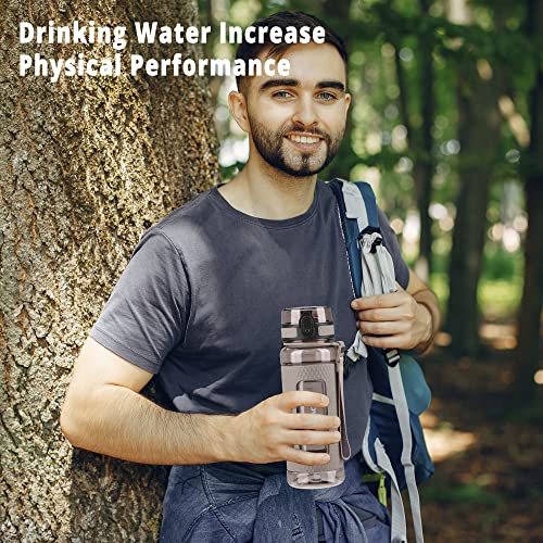 Drinking Water Bottle | Water Bottle for Men, Women & Kids | Leakproof BPA Free Yoga & Gym Running Water Bottle with One-Click Lock | Anti-Fall Tritan Sports Water Bottle (800-ml, Oak Gray)