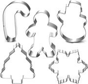 GELIFATLE Christmas Cookie Cutters Winter Set 5 PcsSnowman, Christmas Tree, Gingerbread Man, SnowflakeCandy Cane., GE-006