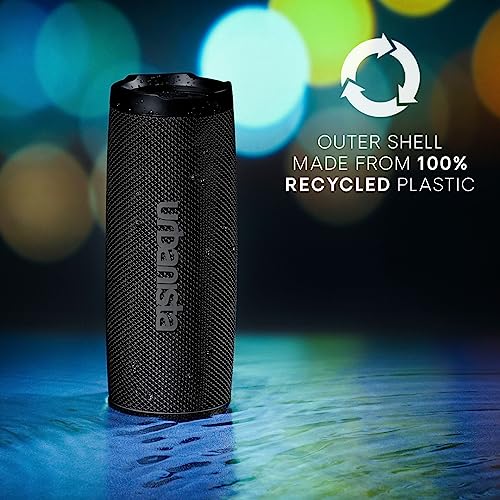 Urbanista Nashville Wireless Bluetooth Speaker, Portable Speaker Waterproof IPX7 Rating, 18H Playtime, Button Controls, Bluetooth 5.2 Dual Pairing, Loud Speaker Stereo Sound, Outdoor Speakers, Black