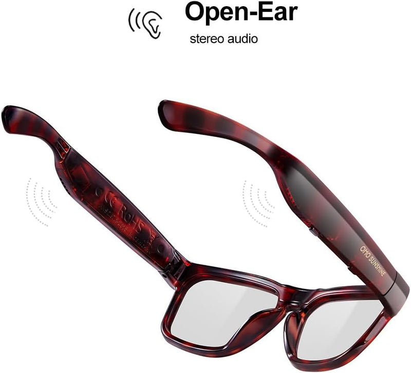 OhO sunshine OhO Bluetooth Sunglasses,Voice Control and Open Ear Style Smart Glasses Listen Music and Calls with Volume UP and Down,Bluetooth 5.0 Audio Glasses and IP44 Waterproof, unisex-adult