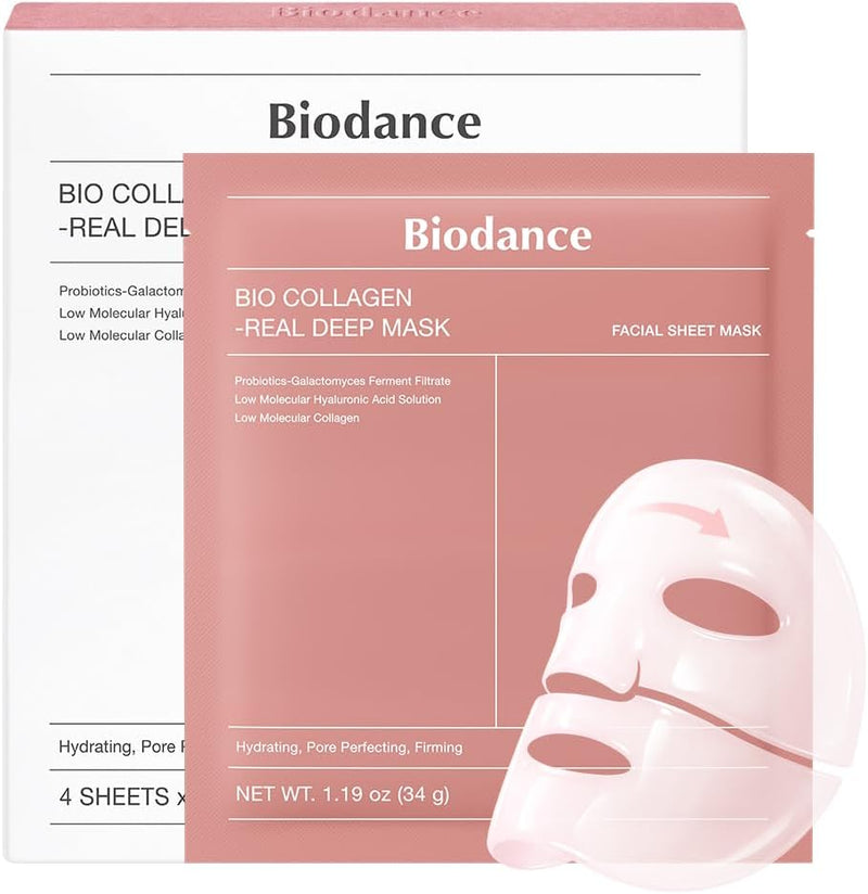 Refreshing Sea kelp Real Deep Mask, Overnight Hydrogel Mask, Calming, Oil & Sebum Control, Blemish Care, Korean Skincare 1.19oz(34g) x 4ea - Collagen Mask