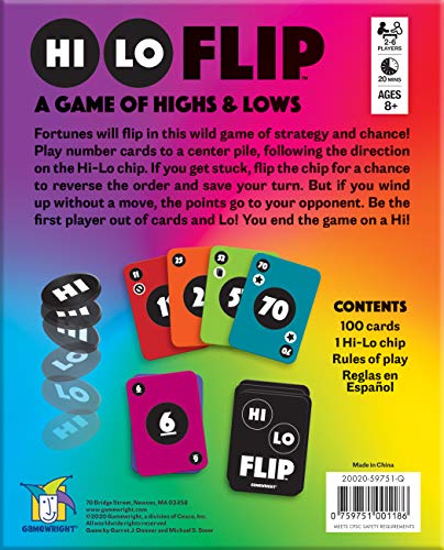 Gamewright - Hi Lo Flip - A Card Game of Highs & Lows