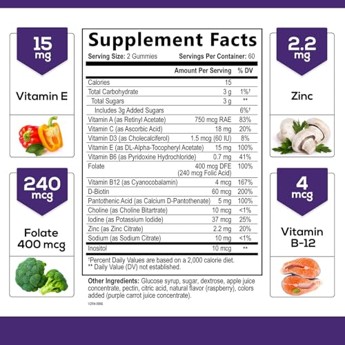 Multivitamin Gummies for Adults Immune Support Supplement - Natural Complete Daily Multivitamin Gummy Vitamins - Vegetarian Multi Vitamin A, C, E, B6, B12 for Men & Women - 120 Gummy Multivitamins