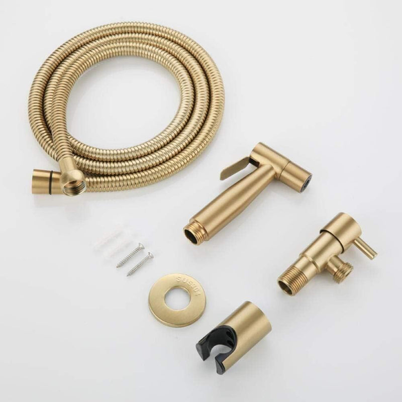 KEKEYANG Handheld Toilet Spray Stainless Steel Douche Set for Cloth Diaper Baby - Antique Brushed Gold Faucet Kit Handheld Bidet Sprayer Bathroom