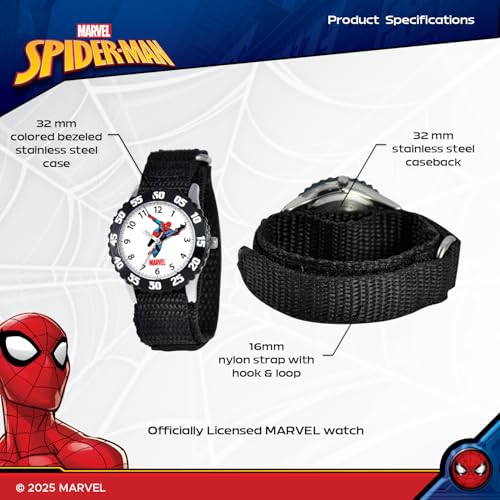 Marvel Spider-Man Kids' Stainless Steel Time Teacher Analog Quartz Watch
