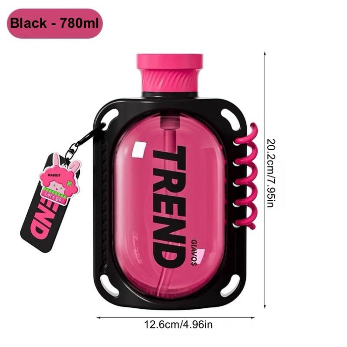 GUYANA Water Bottle - 27oz Kids Water Bottle with Straw, Leakproof Platic Sports Water Bottle for School Travel Camping Hiking Gym and Office, BPA Free (Black)