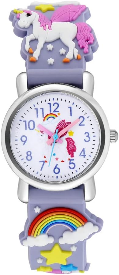 Kids Watches Girl Watches Ages 3-12 Sports Waterproof 3D Cute Cartoon Digital 7 Color Lights Wrist Watch for Kids