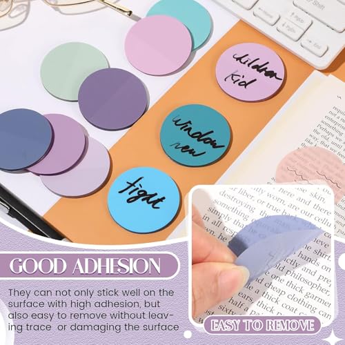 AJIODA Transparent Sticky Notes, 400Pcs Morandi Cute Round Clear Sticky Tabs, Translucent Book Markers Colorful Page Flags Stickers, Bible Journaling Accessories Aesthetic Office School Supplies