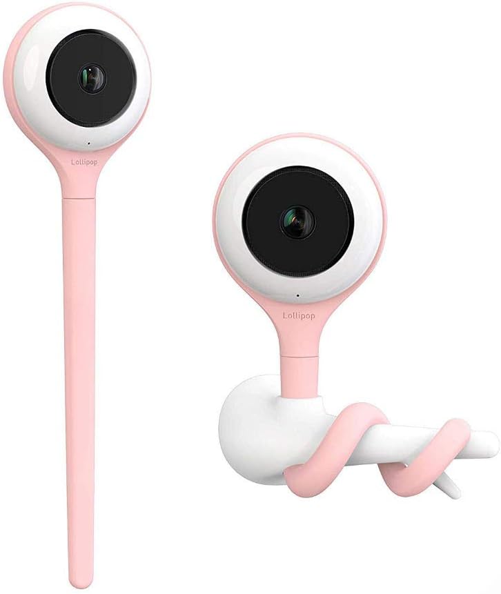 Lollipop HD Wifi Video Baby Monitor - Supports 2 Cameras and Up, Night Vision, Noise & Crying Detection (Pink)